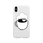 senbaku商店のcoffee, book ＆ cat Soft Clear Smartphone Case