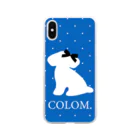 コロ。COLOM.犬いぬdogリボングッズ.の【コロ。COLOM.】青ドット小水玉トイプードル！かわいい！人気犬DOGグッズ！ Soft Clear Smartphone Case