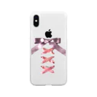 💜Salon de Lucia💜のPink × Lavender Lased-up Ribbon Soft Clear Smartphone Case