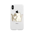 かわいいもののおみせ　いそぎんちゃくの仲良し猫　白黒ハチワレ&白 Soft Clear Smartphone Case