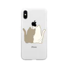 かわいいもののおみせ　いそぎんちゃくの仲良し猫の背中　黒&白 Soft Clear Smartphone Case