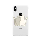 かわいいもののおみせ　いそぎんちゃくの仲良し猫の背中　灰白&白 Soft Clear Smartphone Case