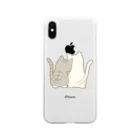 かわいいもののおみせ　いそぎんちゃくの仲良し猫の背中　サバ白&白 Soft Clear Smartphone Case