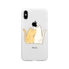 かわいいもののおみせ　いそぎんちゃくの仲良し猫の背中　茶白&白 Soft Clear Smartphone Case