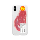 雑貨番号202の肩ロースステーキ肉パック風 スマホケース 半額シール版 Soft Clear Smartphone Case