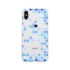 雑貨番号202のブルー タイル モザイク iPhoneケース Soft Clear Smartphone Case