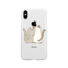かわいいもののおみせ　いそぎんちゃくの仲良し猫の背中　鯖トラ&ポインテッド Soft Clear Smartphone Case