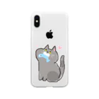 月兎亭のお魚くわえた灰猫 Soft Clear Smartphone Case