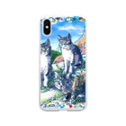 Atelir SOLEILのミコノス島の山登り猫 Soft Clear Smartphone Case