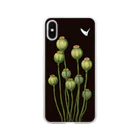 どろーいんぐ屋のFlower bud and Small butterfly Soft Clear Smartphone Case