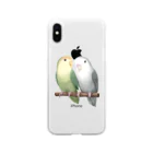 まめるりはことりのコザクラインコ　モーブとオリーブ【まめるりはことり】 Soft Clear Smartphone Case