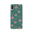 ムギギギのお花と虎ちゃん（緑） Soft Clear Smartphone Case