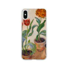 Art Baseのクロード・モネ / 1883 / Three Pots of Tulips / Claude Monet Soft Clear Smartphone Case