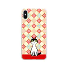 猫式玉々会社の花柄ジャッキー社長スマホケース Soft Clear Smartphone Case