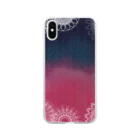 moro_meroの蝶と花 Soft Clear Smartphone Case