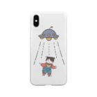 piggyのUFOと女の子(色付) Soft Clear Smartphone Case