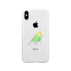 まめるりはことりの首傾げセキセイインコ　ピーちゃん【まめるりはことり】 Soft Clear Smartphone Case