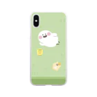 ゆるっと成仏/kanaheiの畳でくつろぐおばけのネコちゃん Soft Clear Smartphone Case