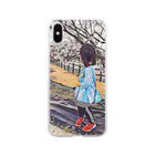 もなか＠3児ママ×在宅ワーカー×自動収入の桜と女の子 Soft Clear Smartphone Case