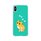 ふじひとの猫茶トラりぼん Soft Clear Smartphone Case