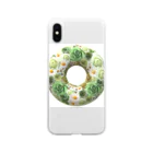カラフルマルシェのグリーンローズリース（緑の薔薇リース柄） Soft Clear Smartphone Case