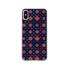 IZANAMI by Akane Yabushitaのコーカサス絨毯・グリッド（インディゴ） Soft Clear Smartphone Case