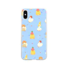 つぐみ☪︎ *.のヘンテコbird ブルー Soft Clear Smartphone Case