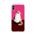 アトリエジルの猫のひと時（pink） Soft Clear Smartphone Case