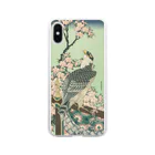 世界の絵画アートグッズの葛飾 北斎 《桜花・鷹》 Soft Clear Smartphone Case