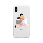 Lily bird（リリーバード）の粟穂をプレゼント 桜&白文鳥 Soft Clear Smartphone Case