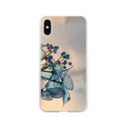 ベースと猫屋の紫陽花 簪 Soft Clear Smartphone Case