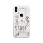 三匹の猫の相合傘 Soft Clear Smartphone Case