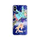 くぅちゃんの犬と女の子と星空 Soft Clear Smartphone Case