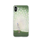 世界の絵画アートグッズの小原古邨 《孔雀》 Soft Clear Smartphone Case