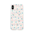 二子舎のたぬきケーキ ダイヤ柄 ピンク Soft Clear Smartphone Case