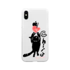 ビューン ワークスの黒猫ちぃさん　りんご Soft Clear Smartphone Case