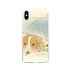 ハレ / 傘と小鳥　[小動物グッズのお店]のモルモットと傘 Soft Clear Smartphone Case