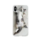 ねこのジゼルのへそ天Ⅲ（背景あり） Soft Clear Smartphone Case