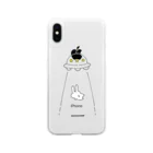 soratoのUFOにつれてかれるうさぎ/黒 Soft Clear Smartphone Case