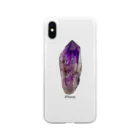 World Mineralsのアメジスト鉱物原石 Soft Clear Smartphone Case