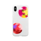 さざれクロウバの油絵ドット　暖色 Soft Clear Smartphone Case