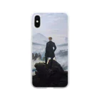 世界の絵画アートグッズのカスパー・ダーヴィト・フリードリヒ《雲海の上の旅人》 Soft Clear Smartphone Case