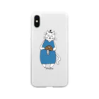 nyakamoの巻きしいたけ柄マキシ丈ワンピを着た猫 Soft Clear Smartphone Case