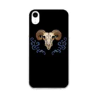 雑貨屋　ひっそりのBlue Goat's Skull Soft Clear Smartphone Case