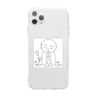 雑貨屋degiのお地蔵さんとお花 Soft Clear Smartphone Case