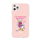 イラスト MONYAAT のあひるのおひるさんのサカナ釣り ピンク Soft Clear Smartphone Case