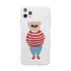 papiko くまさんの洋服を着てお出かけするクマさん　あか　シンプル Soft Clear Smartphone Case