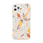 omisoのオレンジと花 Soft Clear Smartphone Case