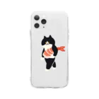 SUIMINグッズのお店の海老の握り寿司を機嫌よく運ぶねこ Soft Clear Smartphone Case