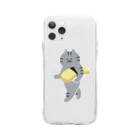 SUIMINグッズのお店の玉子の握り寿司をのんびり運ぶねこ Soft Clear Smartphone Case